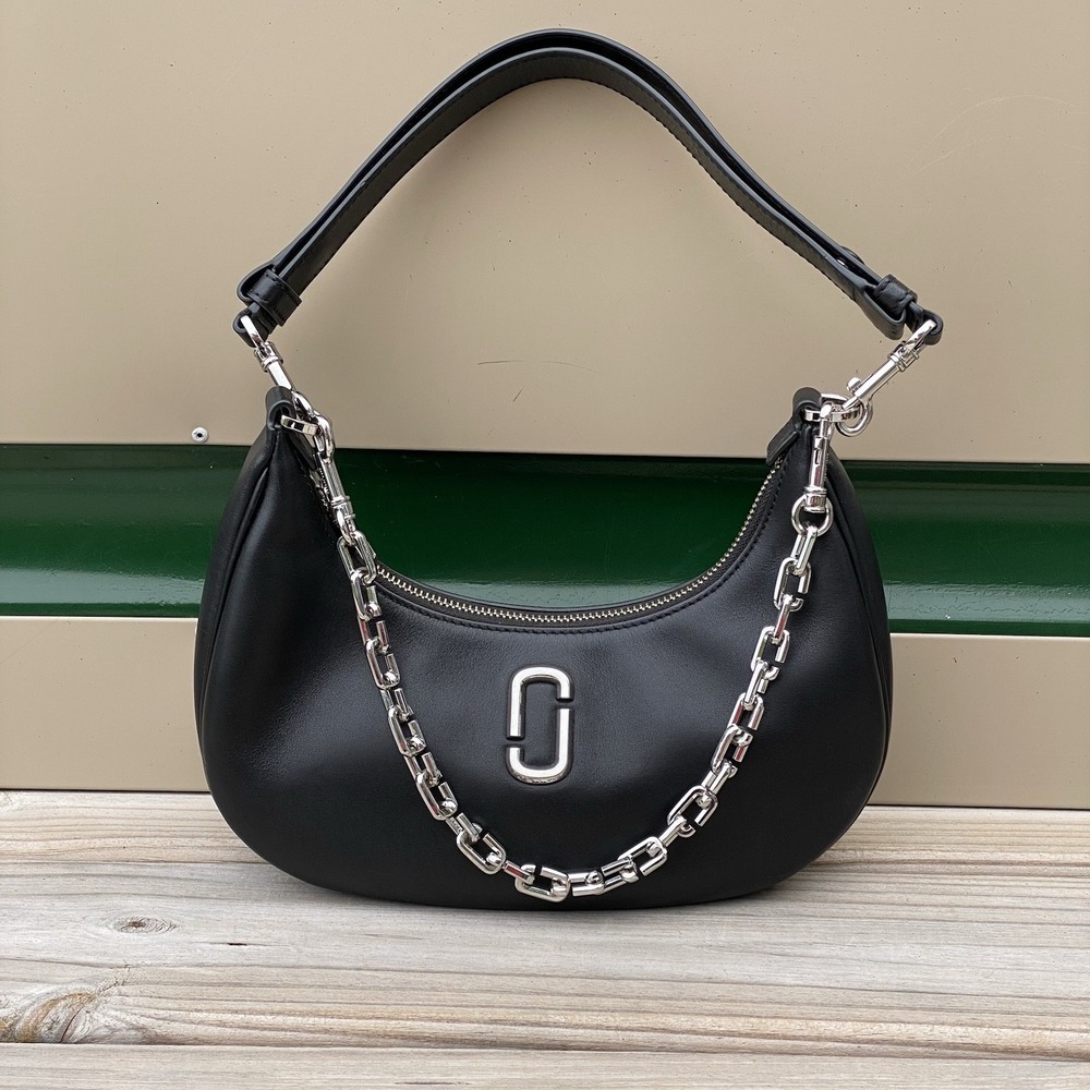 Marc Jacobs The Small Curve Shoulder Bag Black Leather Hobo with Dust Bag